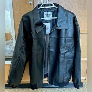 PRINCESS POLLY Goldsmith Leather Jacket in Black, Size 4